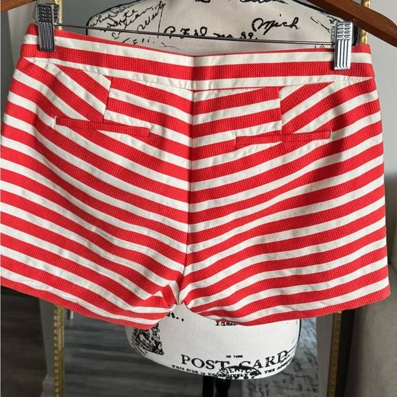 J. Crew | Shorts | J Crew Orangered And White Striped Shorts Size 4 - Picture 3 of 8